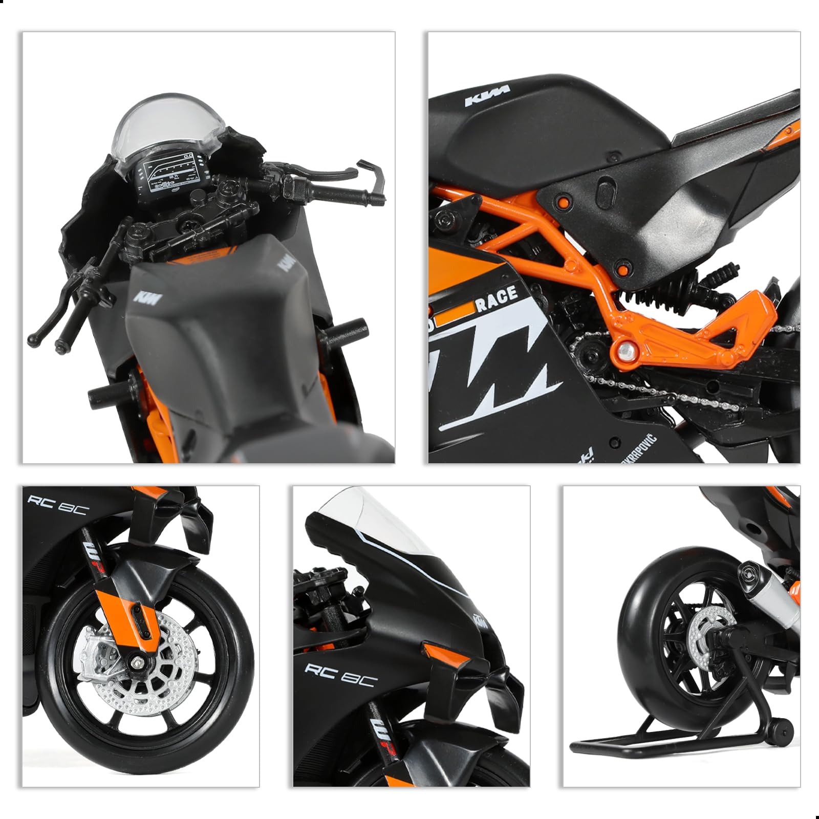 1:12 Motorrad Modell kompatibel für KTM RC 8C Legierung Diecast Motorrad Modell Spielzeug Mini Moto Geschenk (schwarz)