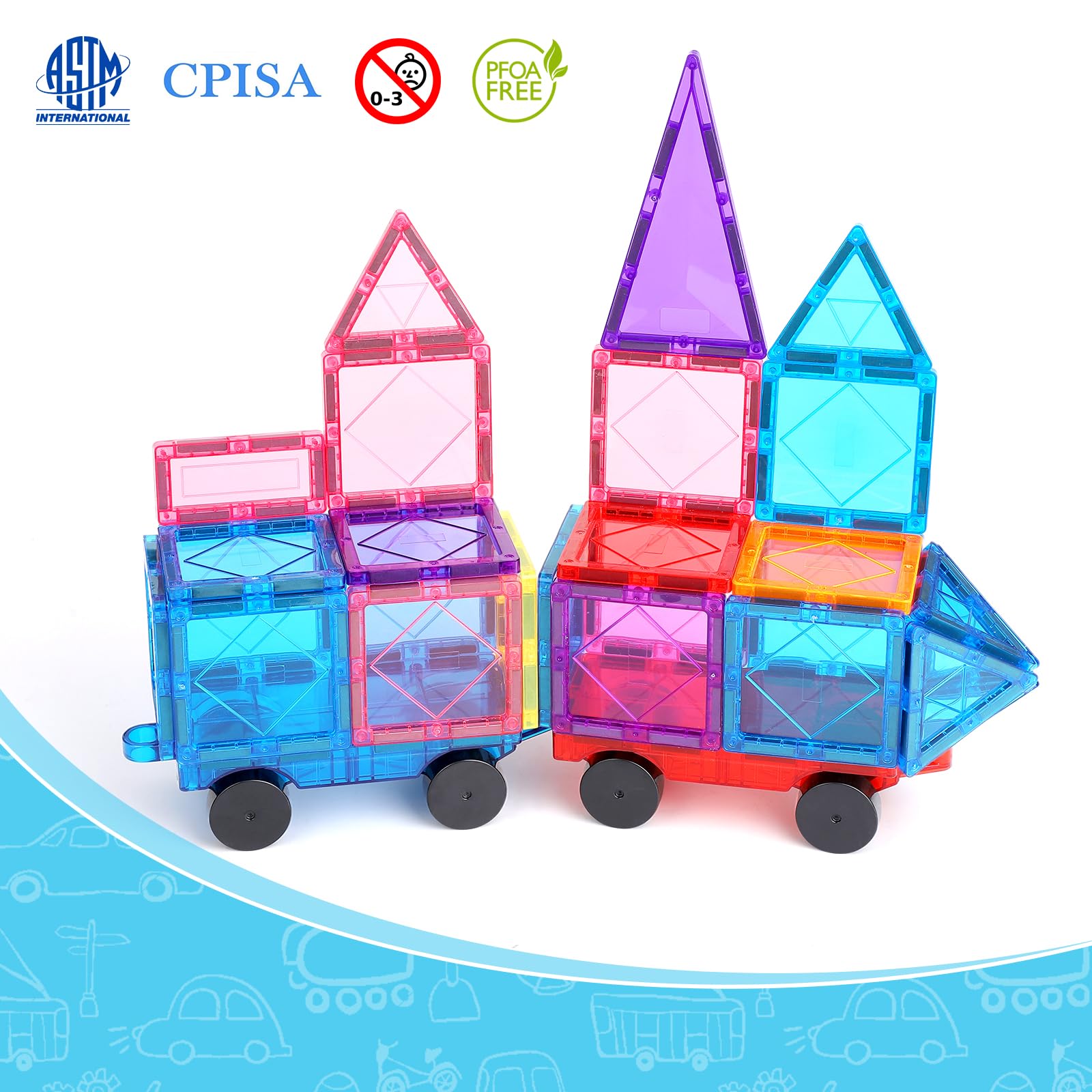 ZHANGXIN Costruzioni Magnetiche Giochi Bambini,Piastrelle magnetiche Espansione Auto Buidling Blocks Set, STEM Giocattoli per 3 4 5 6 7 8 + Anni Ragazze Ragazzi Magnete Mattoni Camion