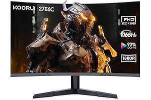 KOORUI 27 Inch Curved Gaming Monitor: 165Hz Flicker-Free Visual Prowess