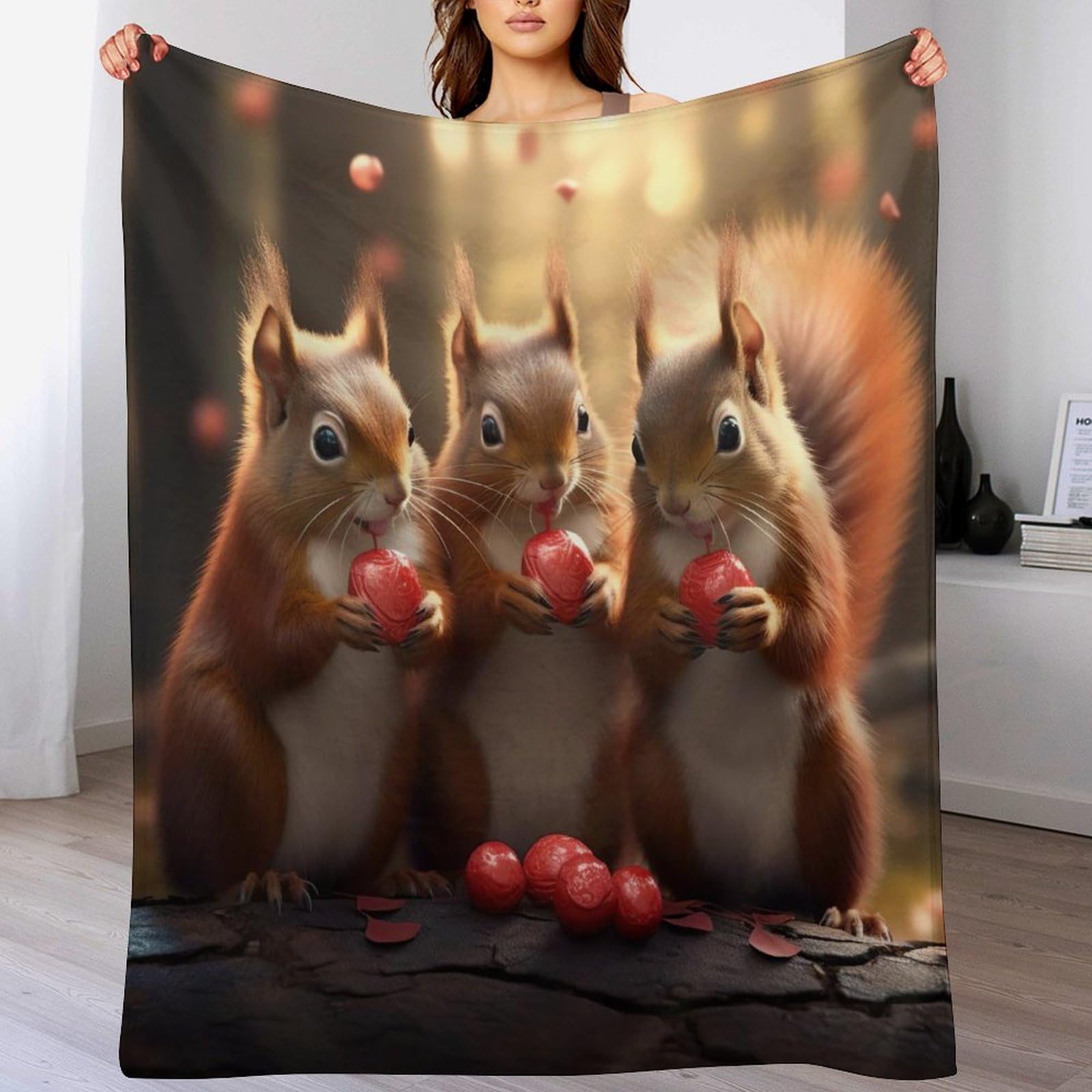 Jeté de lit écureuil contre le froid couverture flannel de salon