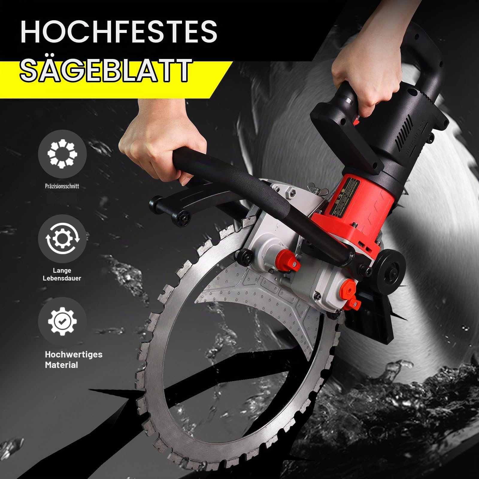 LOSCHEN Scie annulaire électrique sans balais 6000 W - Scie à béton industrielle avec pompe à eau - Profondeur de coupe maximale : 30 cm - Lame grand diamètre pour couper le béton, la maçonnerie, le