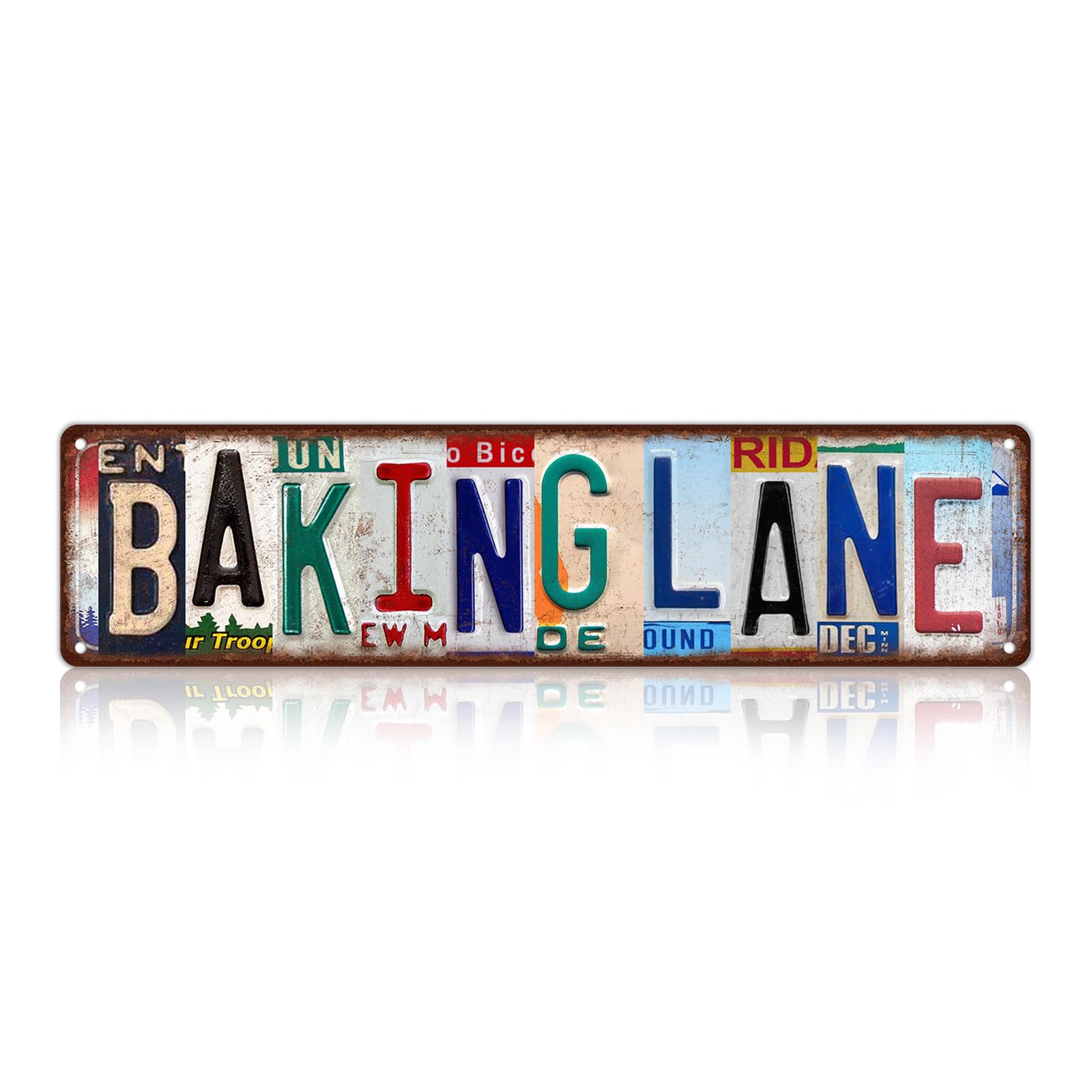 Vintage Baking Lane Wall Decor Street Signs Metal Tin Plaque 4x16 Inch