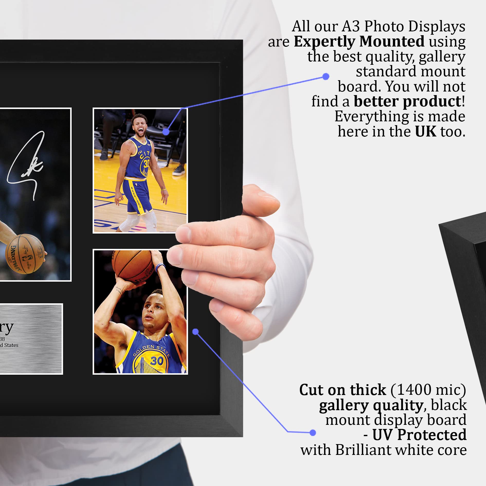 HWC Trading FR A3 Steph Curry Golden State Warriors Prezenty Drukowane Podpisane Prezentacje Autografów Dla Fanów Pamiątek Koszykarskich! - A3 Oprawiony