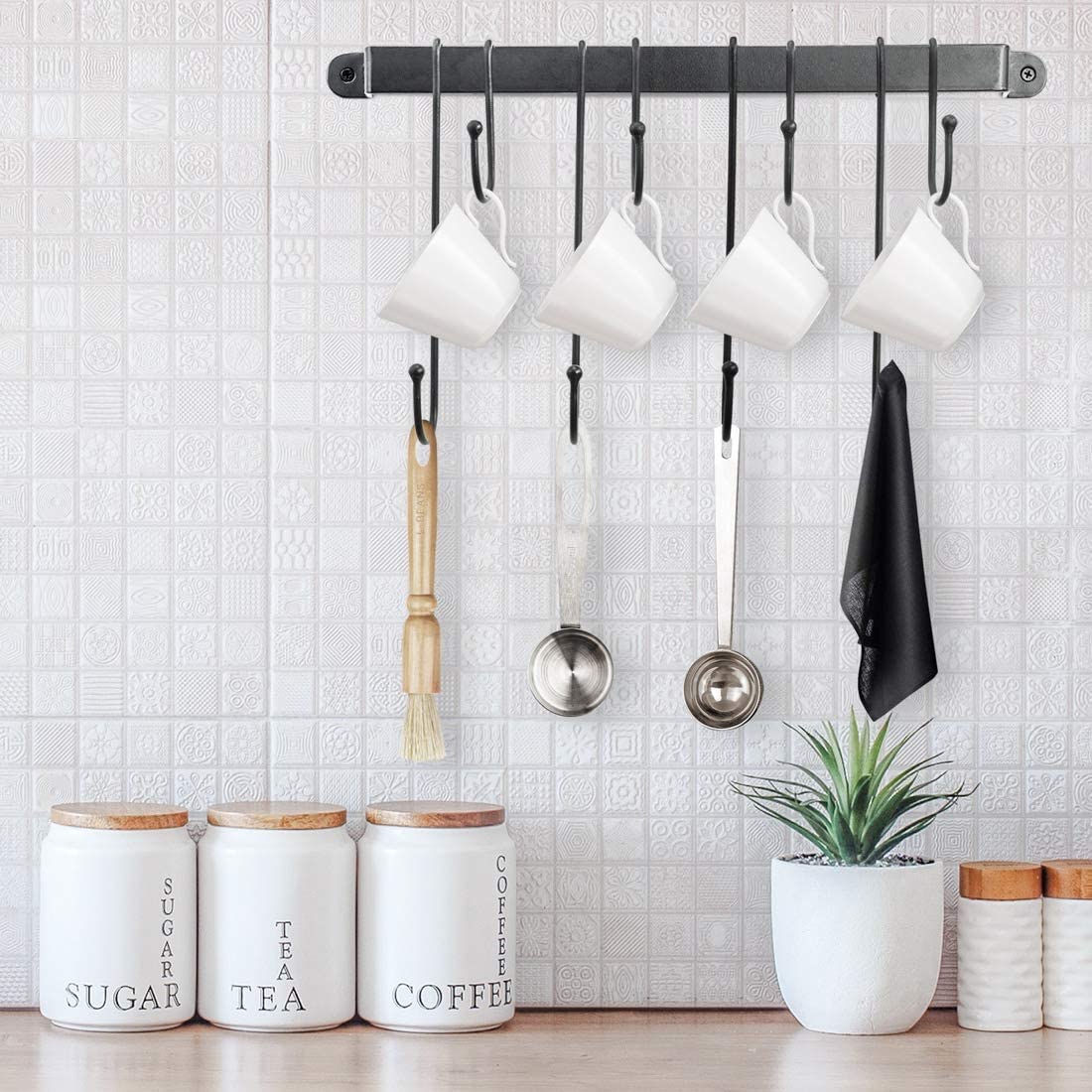 Hand-Forged Coffee Mug Rack - Wall-Mounted Cup Holder With 8 Hooks, Kitchen Mug Organizer - View #8