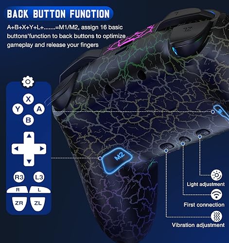 Miniatura 4 de Switch Controller, Gammeefy Wireless Switch Pro Controller for Nintendo SwitchLiteOLED, 9 Color Adjustable LED Switch Remote Compatible with Windows