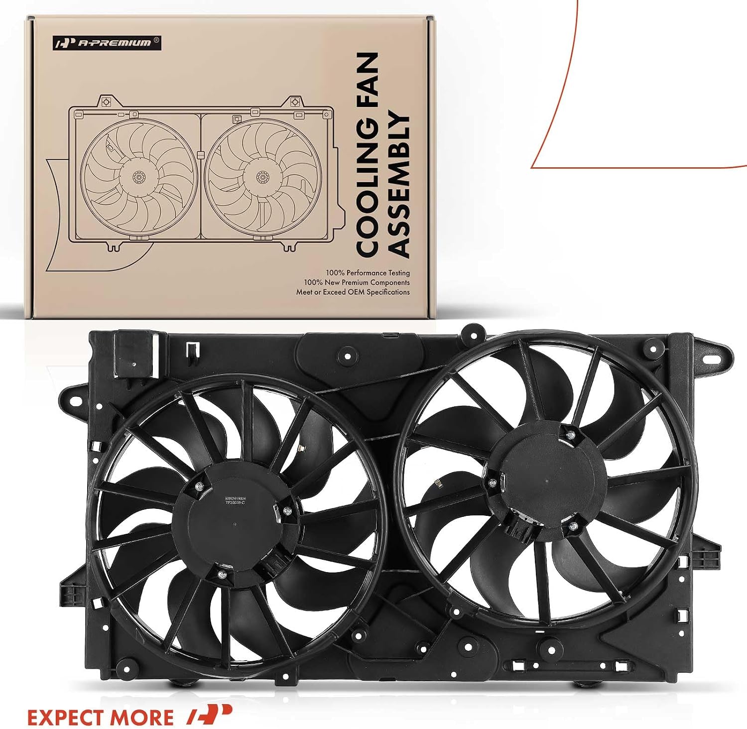 A-Premium Engine Radiator Cooling Fan Assembly Compatible with Select Chevrolet and Buick Models - Malibu 2013-2015, Malibu Limited 2016, Impala 2014-2019, Regal 2014-2017 - Replace# 23104893
