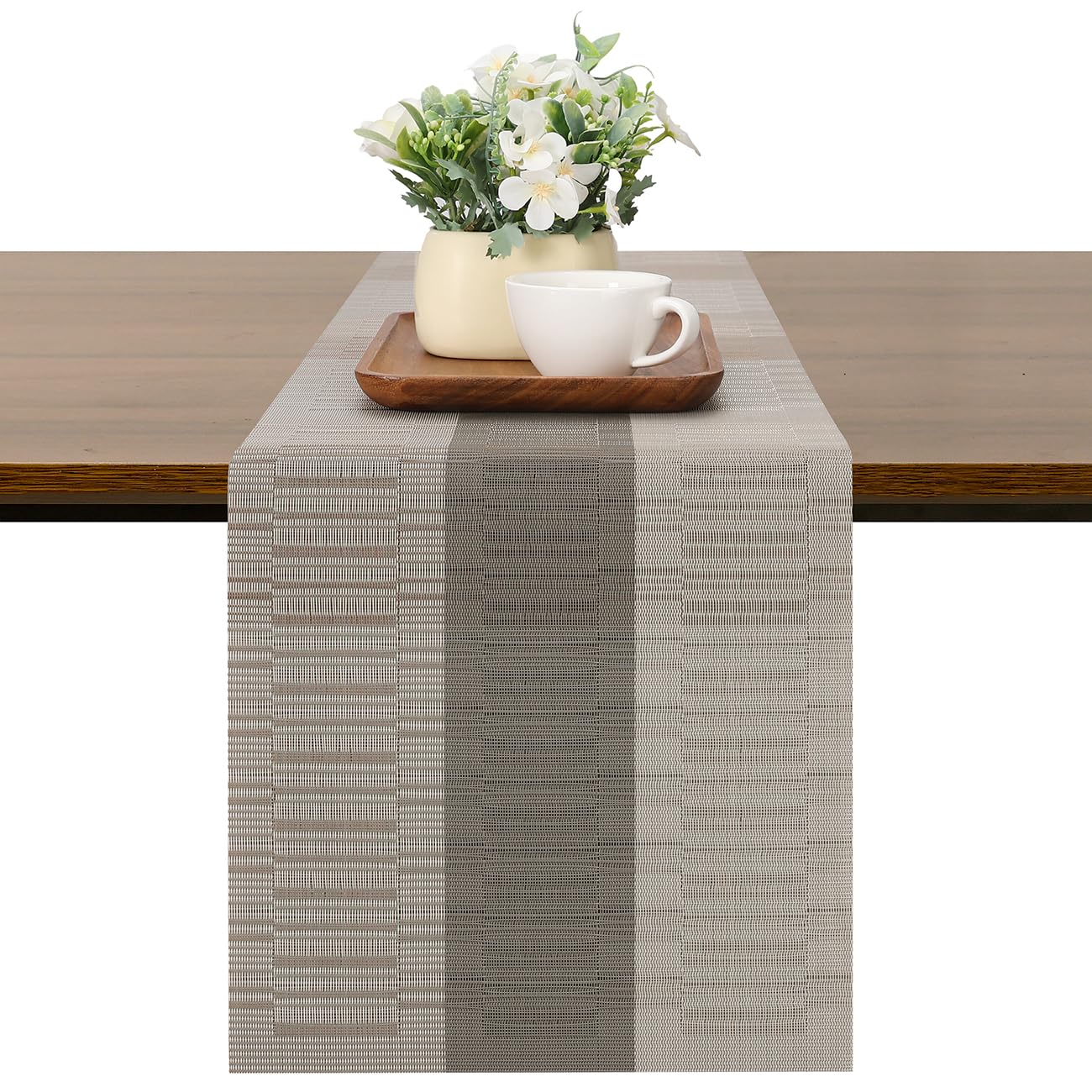 Chitomars Table Runner for Dining Table, Washable Vinyl Woven Table Runners
