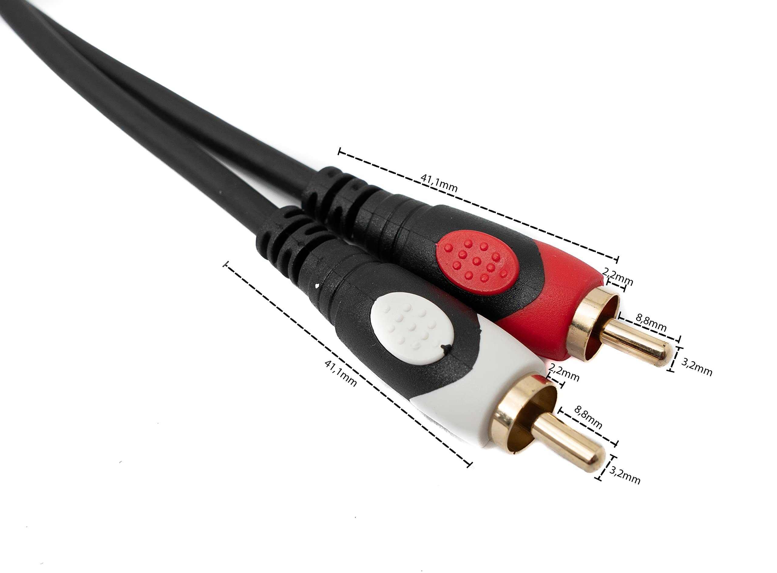 System-S Cavo RCA 2 RCA 30 m maschio a maschio, adattatore AV stereo, colore nero