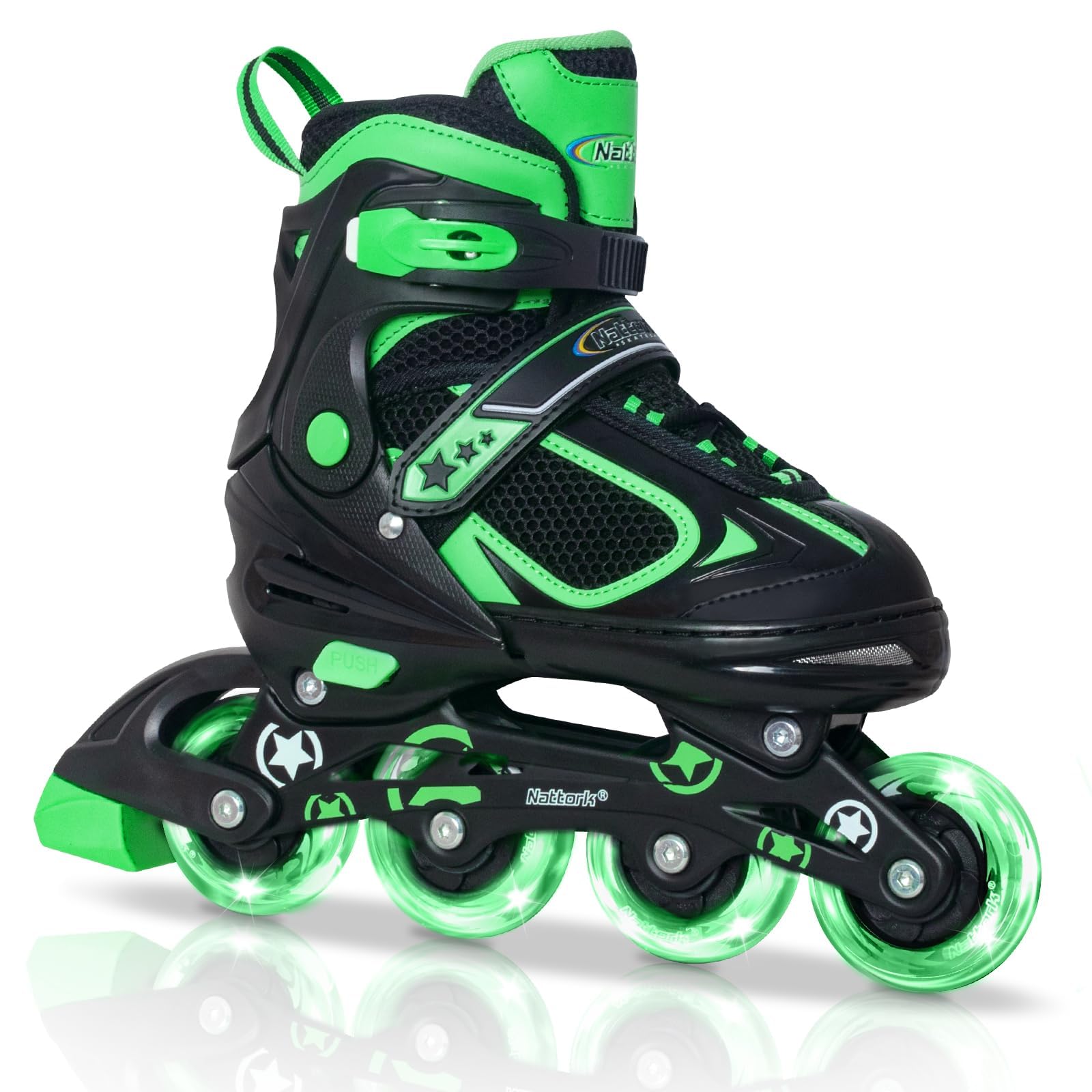 Nattork Blade Roller Skates for Boys with Light Up Wheel, Outdoor & Indoor Illuminating Black Inline Skates for Boys Little Kids Toddler Ages 5-8 4 5