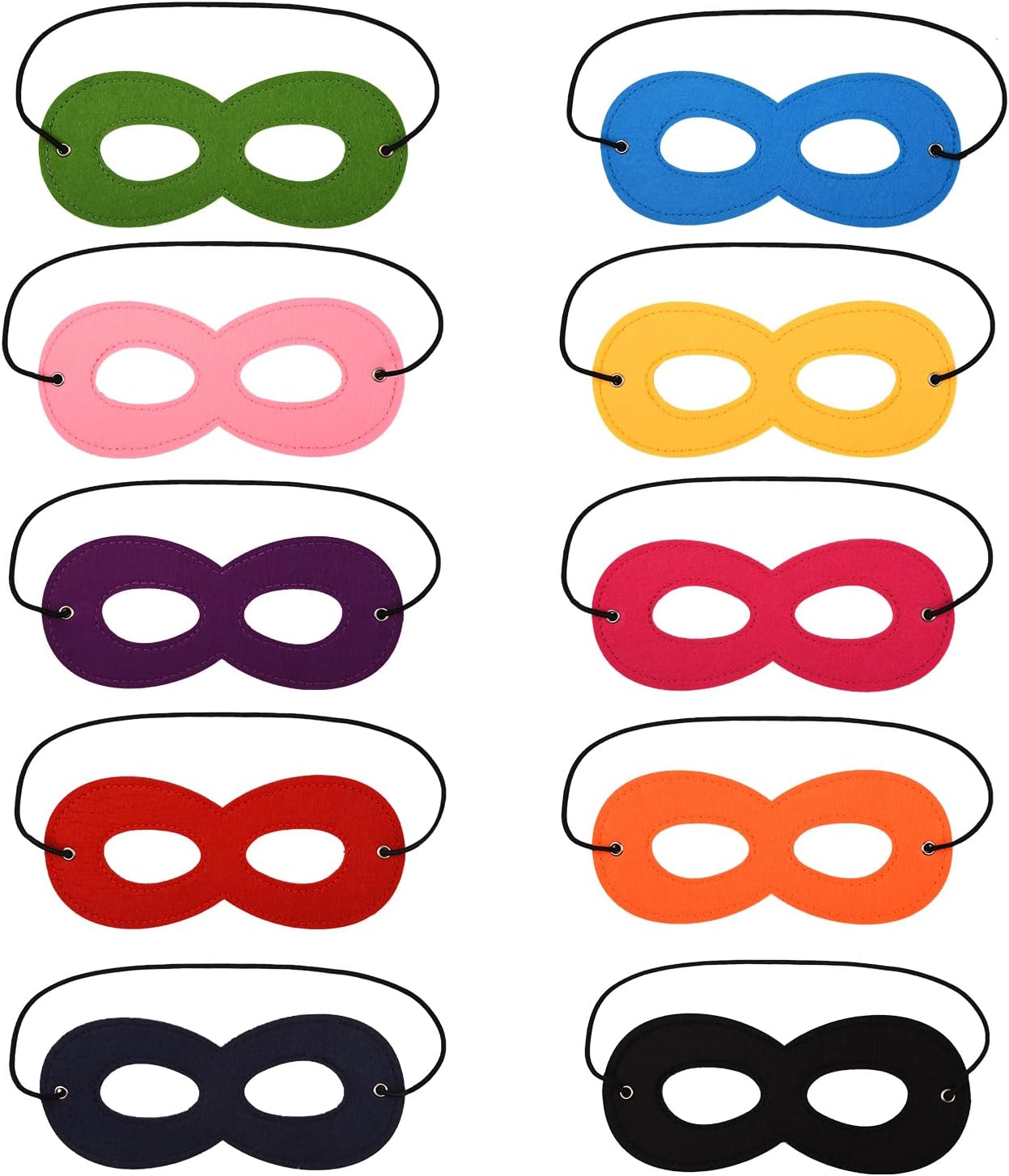 10 Pieces Felt Eye Mask Colorful Zorro Masquerade Mask Adult Halloween Fancy Dress for Dress Up Party Favor