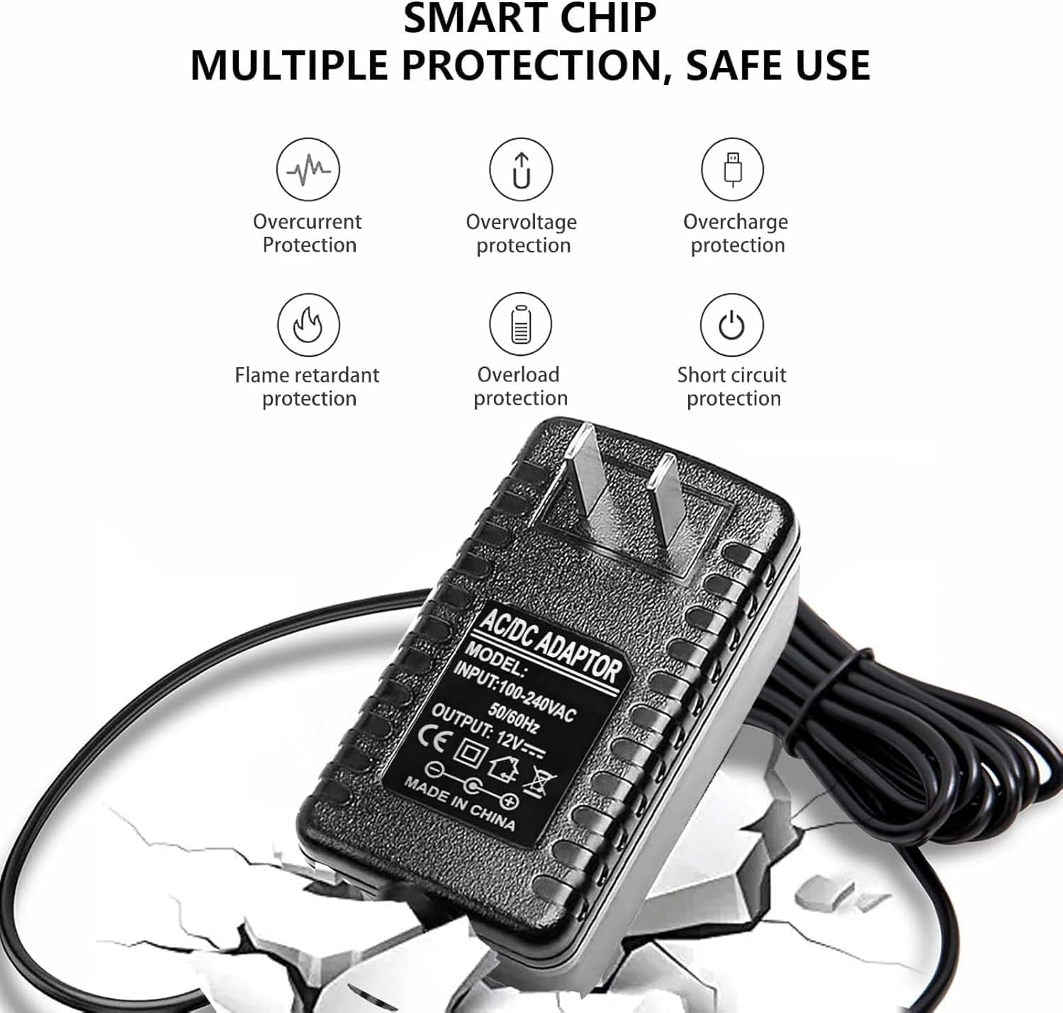 12V 2A Power Cord Adapter Charger Replacement for Spectra Breast Pump S1, S2 Plus, S3 Pro, 9 Plus, SG Synergy Gold, SPS100, SPS200, 6ft Charging Power Cord Cable Led Light