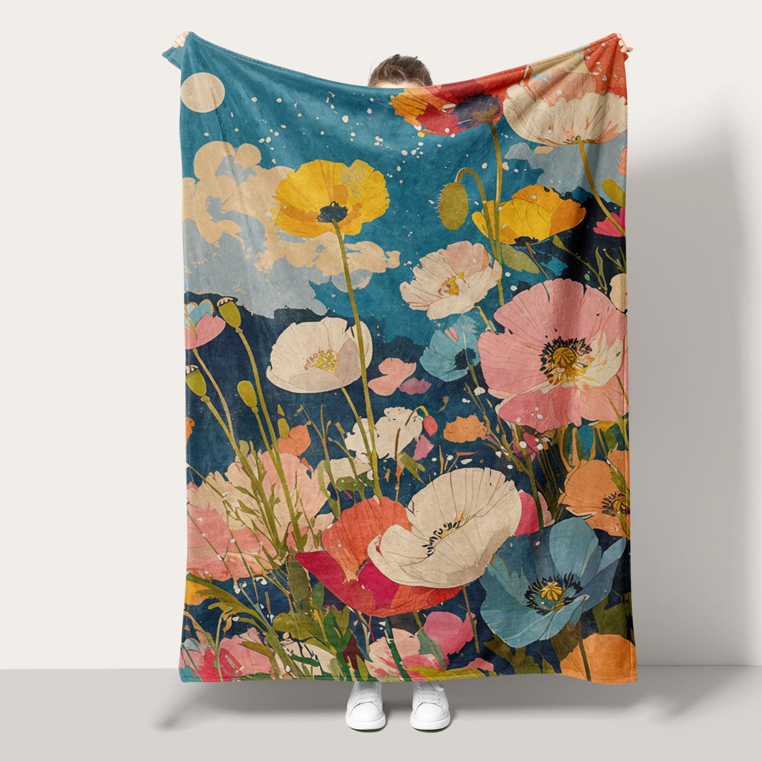 Plaid extra fleurs couverture 100x130cm polaire pour réchauffer vos moments sur le sofa
