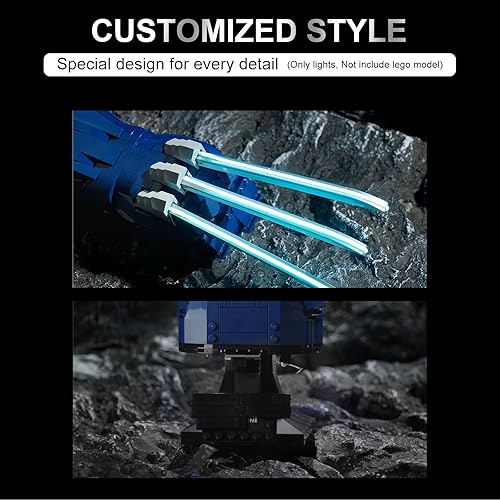 Miniatura 7 de Kit de luz LED para garras de Adamantium de Wolverine, compatible con el juego de construcción de guantes con garras de Lego Wolverine (solo luces)