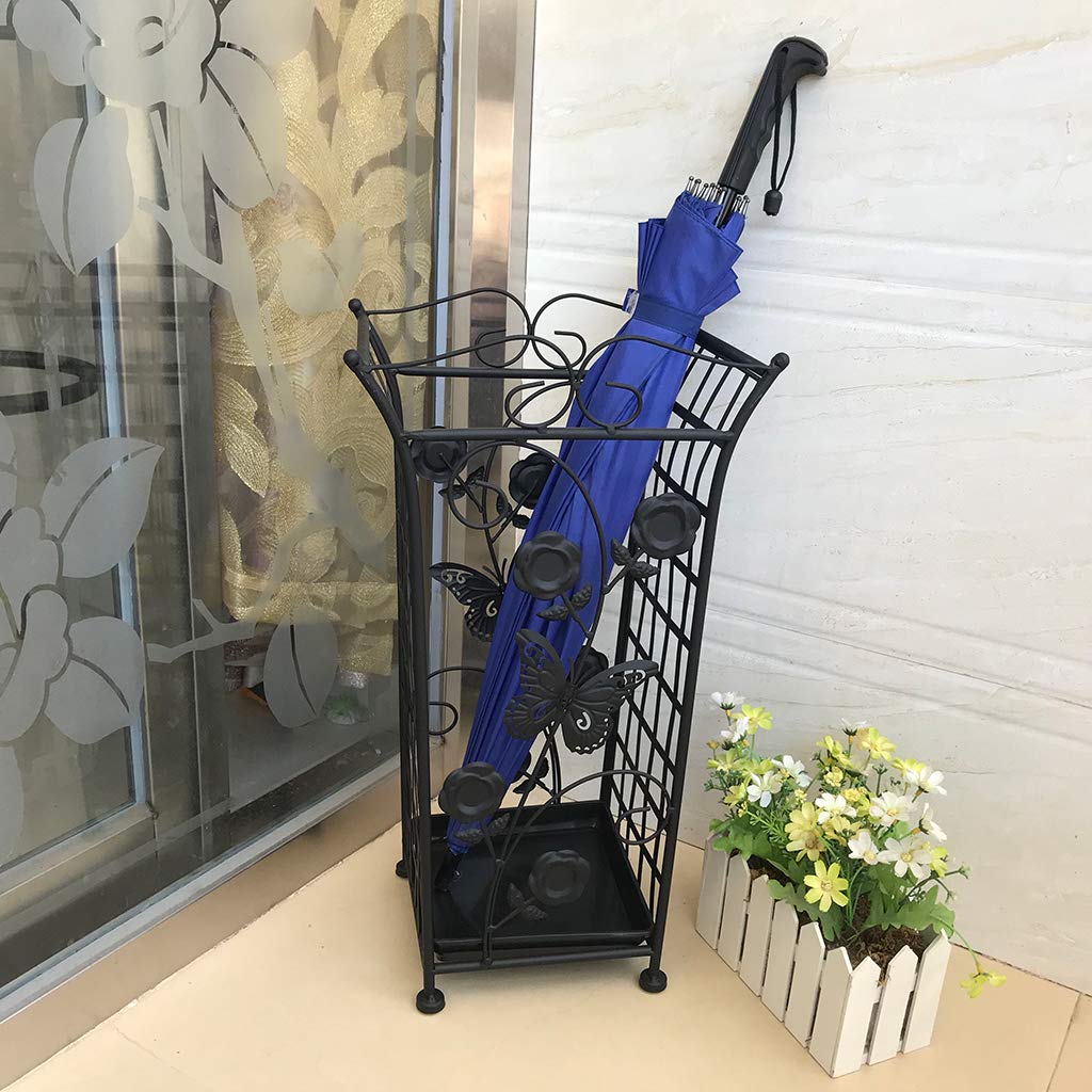 Porte-parapluie métal à bac amovible pour éviter les sols mouillés dans l'entrée