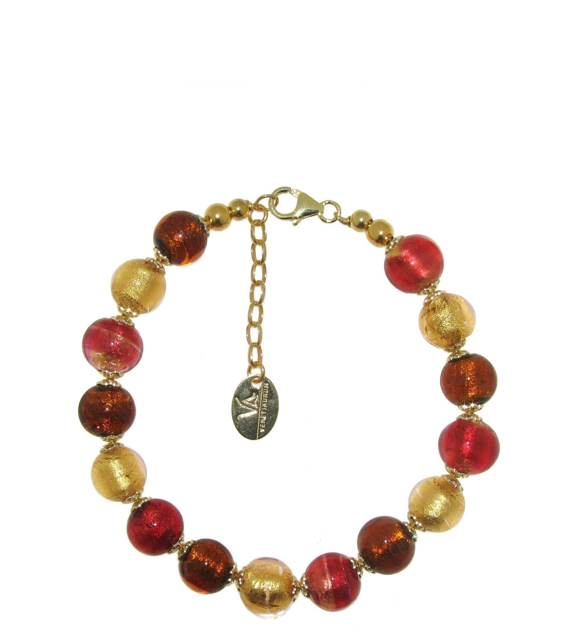 Venetiaurum - Bracciale per Donna con Perle in Vetro Originale di Murano e argento 925 - Gioiello made in Italy certificato