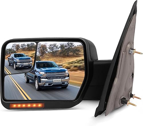 Miniatura 8 de SCITOO Espejo de remolque para Ford F-150 2004-2006 para Ford F-150, exterior automotriz con señales LED delanteras calentadas eléctricas