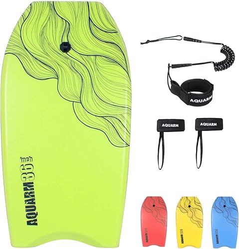 XPE Bodyboard de 33 pulgadas/36 pulgadas/41 pulgadas con correa de muñeca de primera calidad y correas de aleta, parte inferior súper ligera y lisa