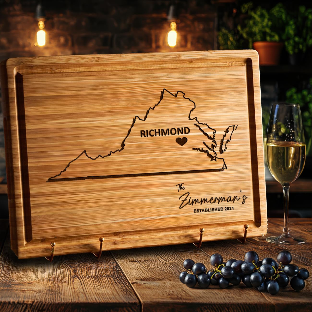 Virginia Cutting Board, Personalized Wooden States Decor, Bamboo Destination Souvenirs, State Shaped Famiy Long Distance Gifts, Virginia Beach Gifts - Image 8