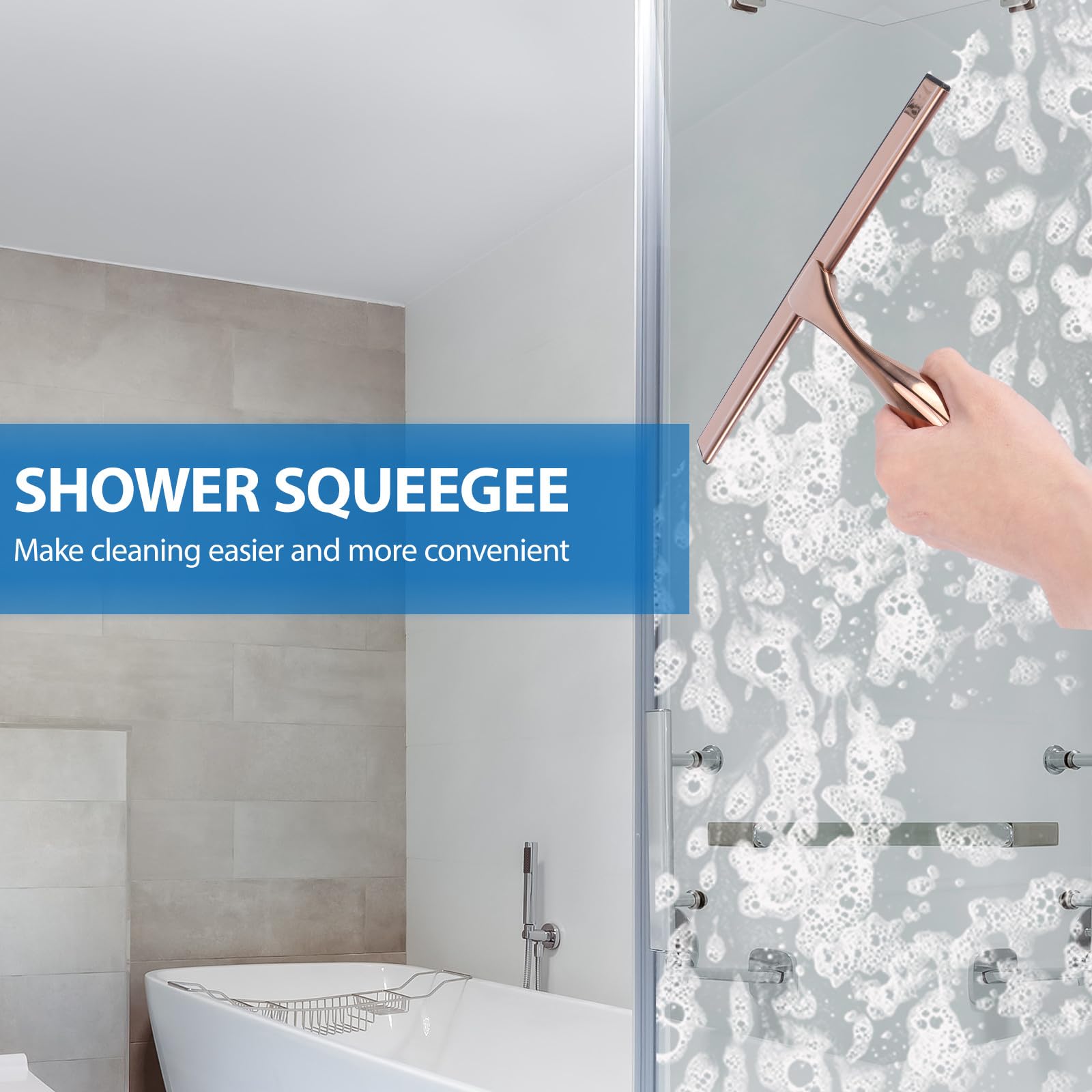 Limpiador Multiusos Mango Corto de Acero Inoxidable para Limpieza Eficaz Raspador Resistente para Ventanas y Mamparas de Baño y Cocina