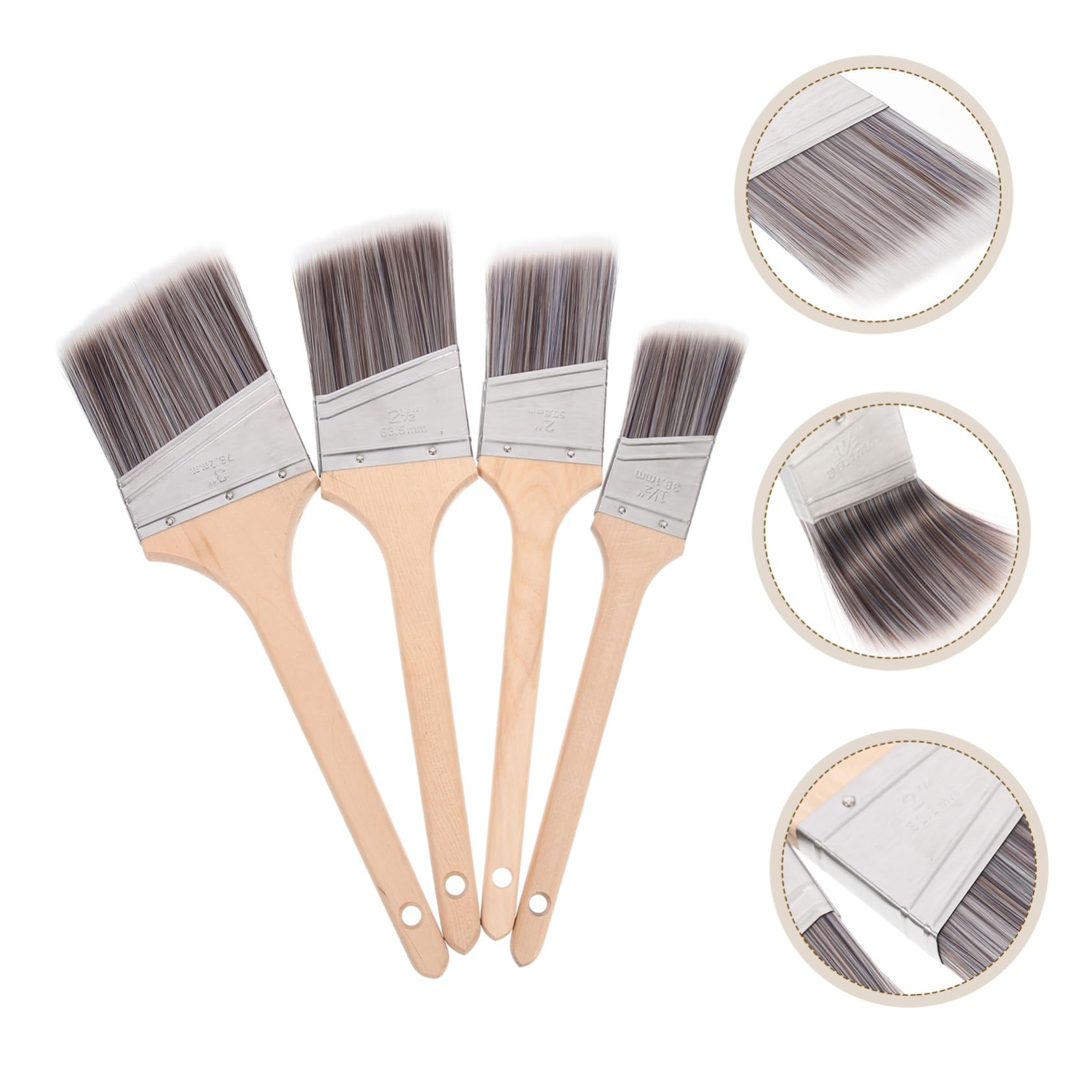 Pinsel mit Holzgriff für Aquarell und Ölmalerei 4 Stück Schulanfang Deko