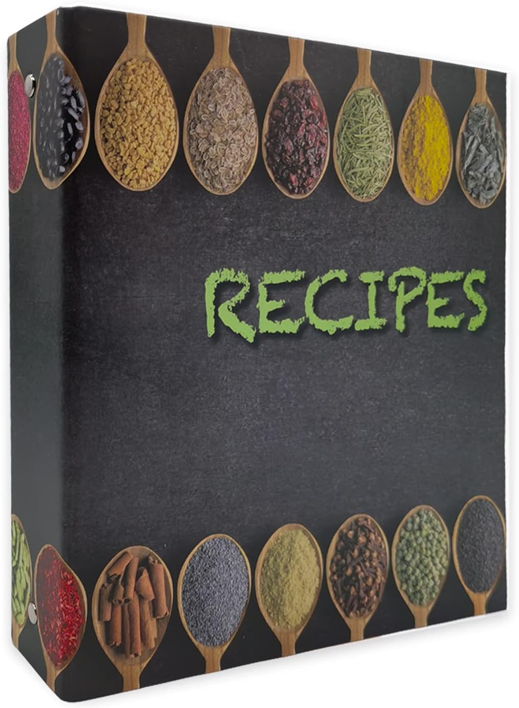 Recipes Book Binder Set | A5 Page Size Recipe Organizer Binder & 30 Recipe Cards & 10 Dividers & 30 Plastic Page Protectors (Black)