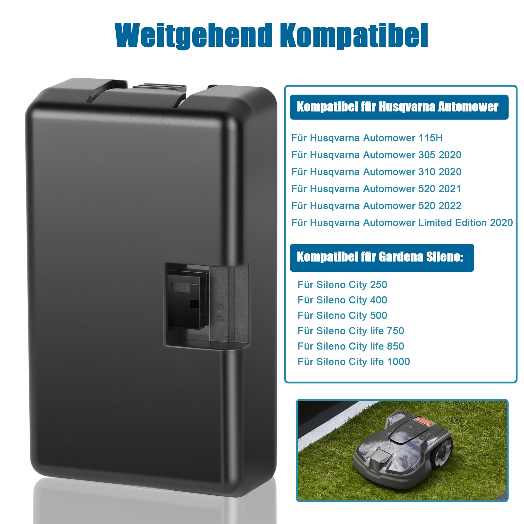 18V 4000mAh Lithium-Ionen Akku Kompatibel für Husqvarna Automower 115H/305/310/315/315X (2020), Ersatzakku für Gardena Sileno City/Life, für Gardena sileno minimo 250 Mähroboter