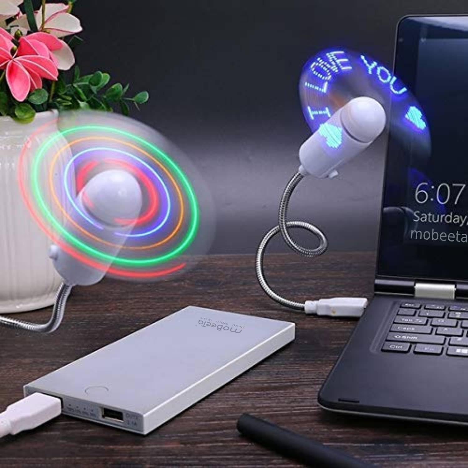 USB LED Fan with Programmable CD for customized Message-image-3