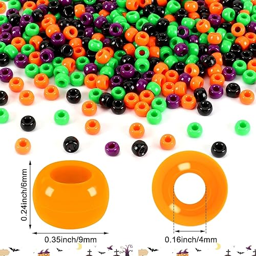 Miniatura 3 de UPINS Cuentas de poni de Halloween, 1200 cuentas redondas de plástico para hacer joyas, decoración de fiesta de Halloween, collares, pulseras,