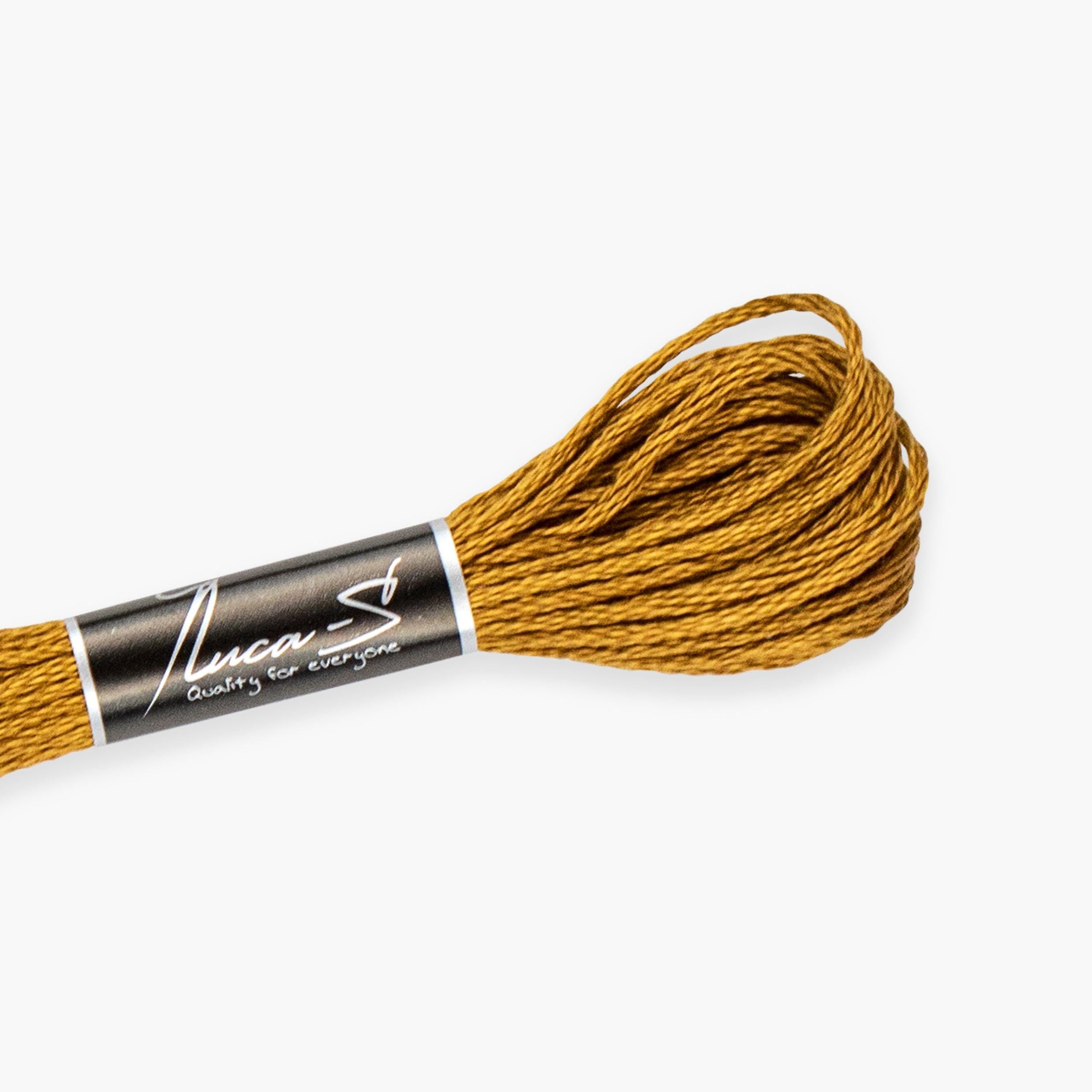 12 Pack of Premium Embroidery Thread Luca-S, 100% Giza Cotton, Oeko TEX Certified Stranded Cotton - 333 / DMC 420 / Anchor 375