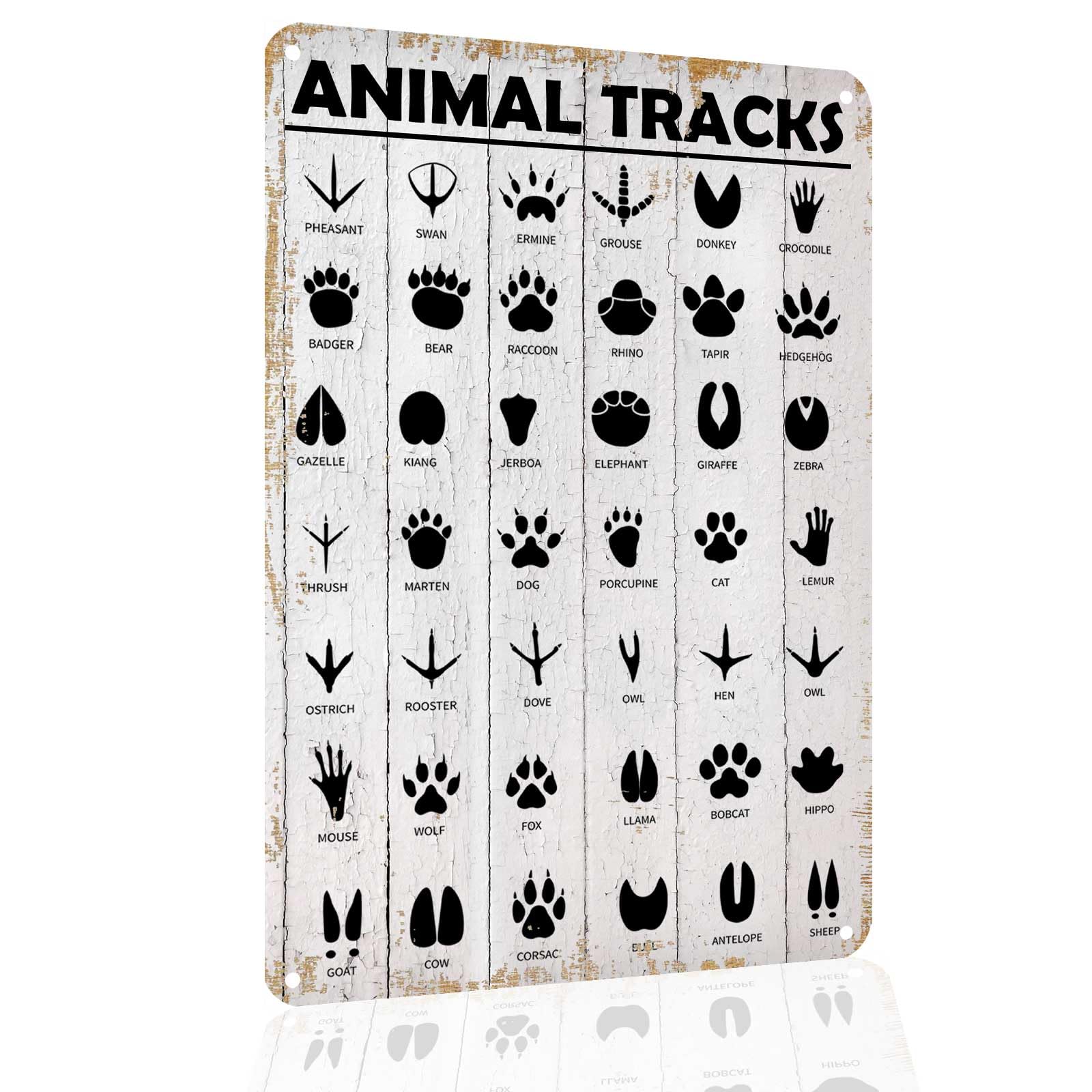 Jinfuteng Animal Tracks Signs Funny Hunting Decor Country Boy Gift for Camping, Cabin, Woods, Farm, Home Woodland, Bedroom Decor Wall Art Decor 8x12