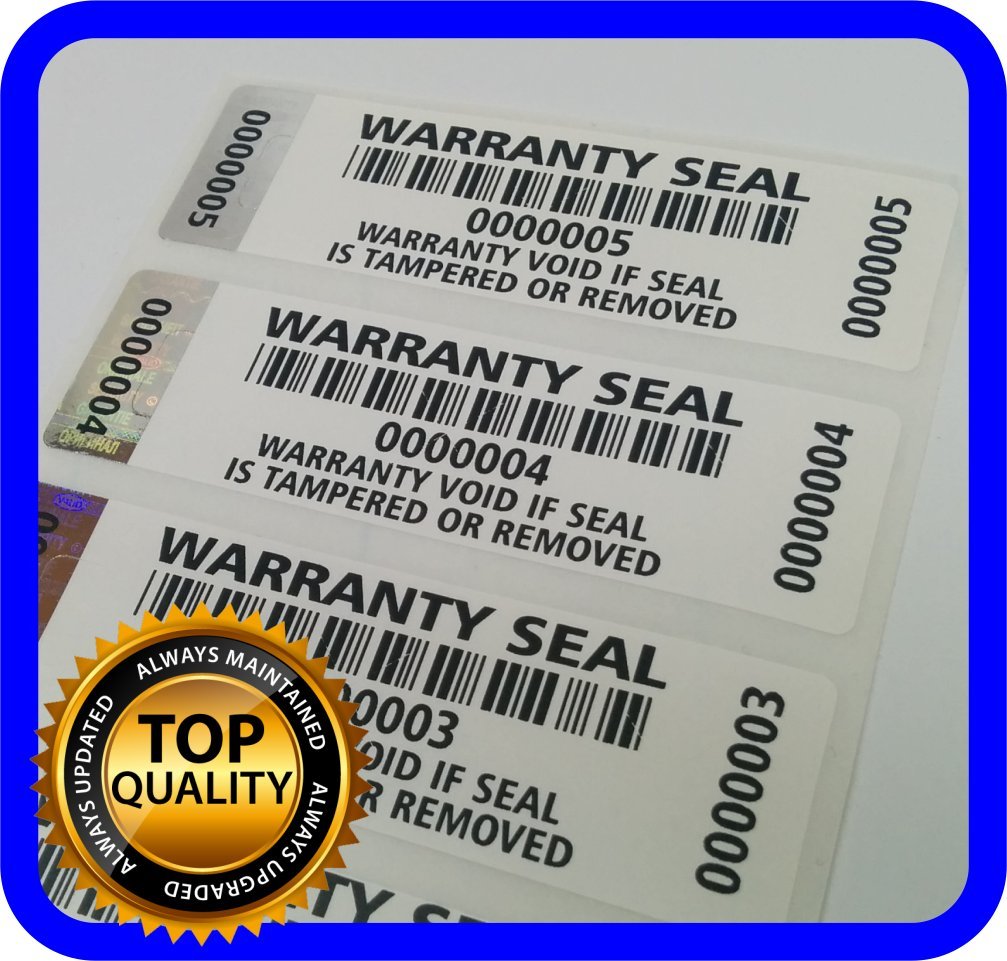Holomarks 250 Warranty Seals Labels Security Stickers with Hologram Stripe 2.75 x 0.78 inch