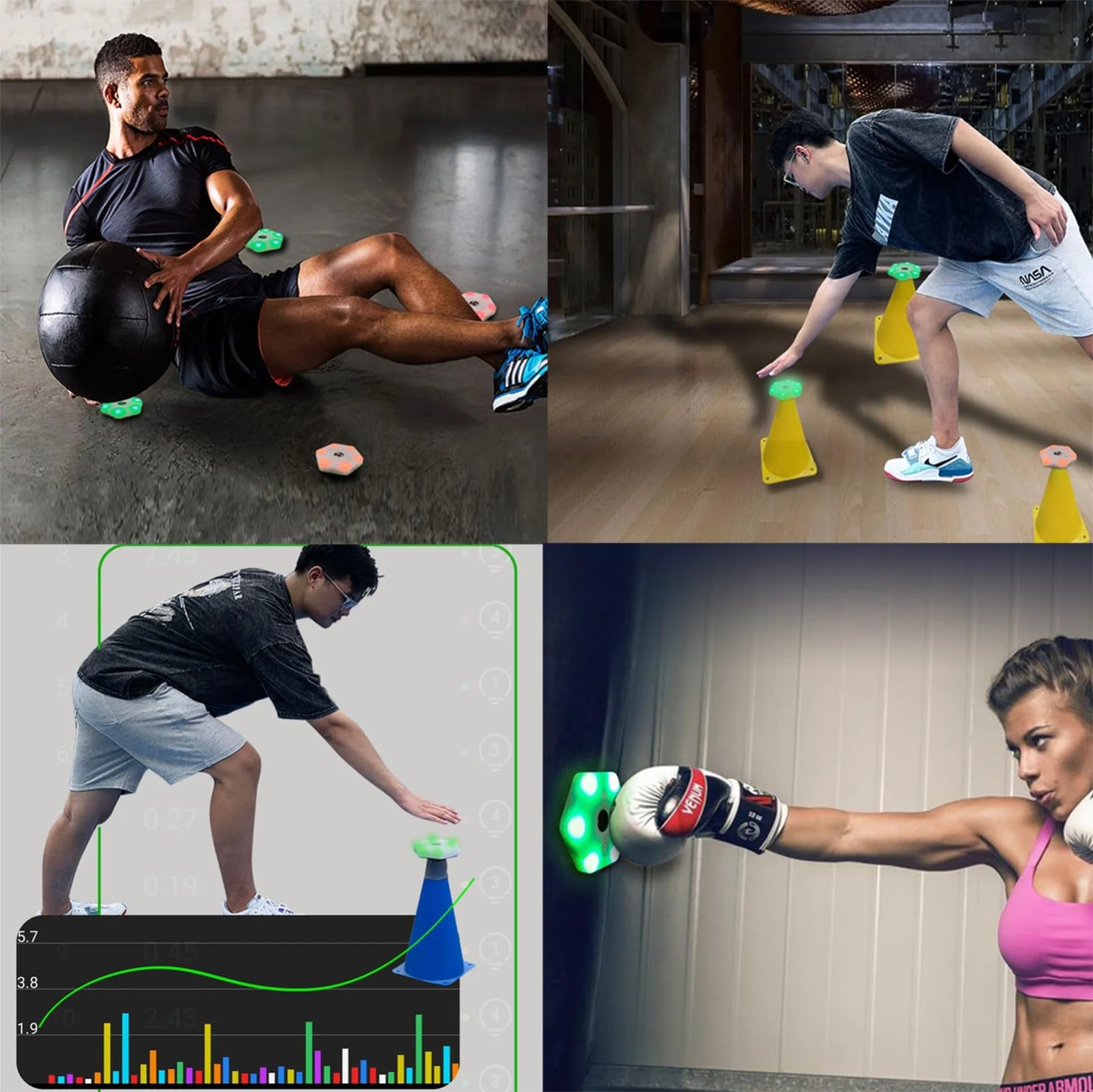 Boxing React Sensory Agile Training Equipment Lampada per Allenamento di Reazione velocità Allenatore di Fitness Fisico con 29 modalità(6)