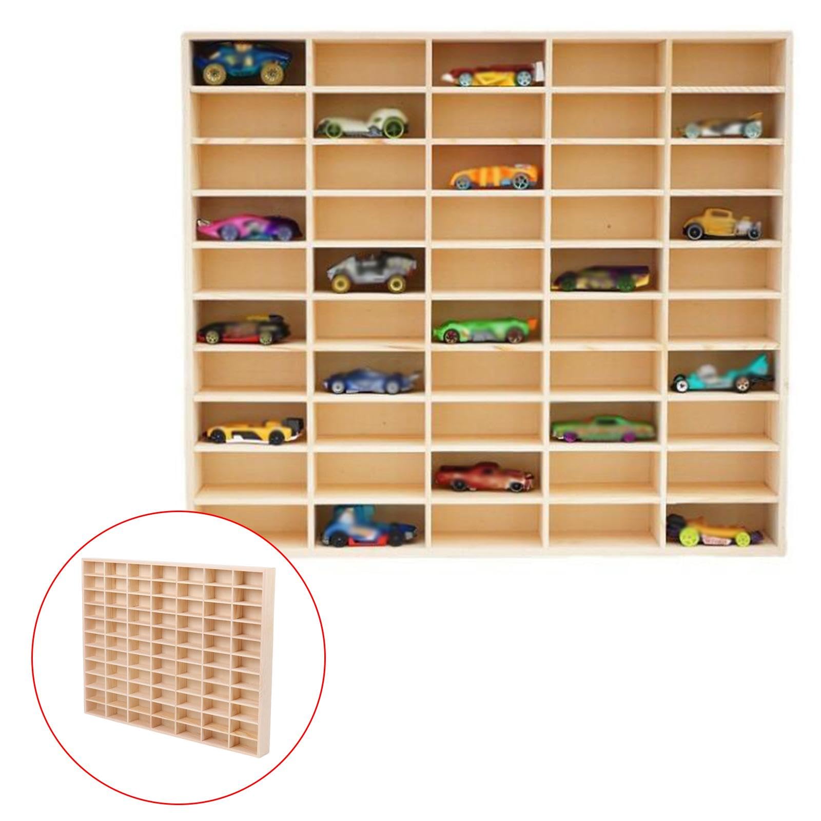 Expositor Multiusos para Figuras de Acción, Estantes de Almacenamiento, Vitrina, Expositor de Madera para Coches de Metal Fundido, Coleccionables, Mos, 77 cuadrículas, Individual