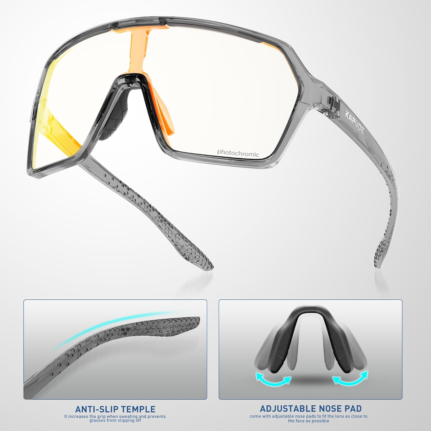 KAPVOE Photochromic Cycling Glasses Men Mountain Bike Glasses Women Clear MTB Sports Sunglasses Bicycle Triathlon Running - Image 4