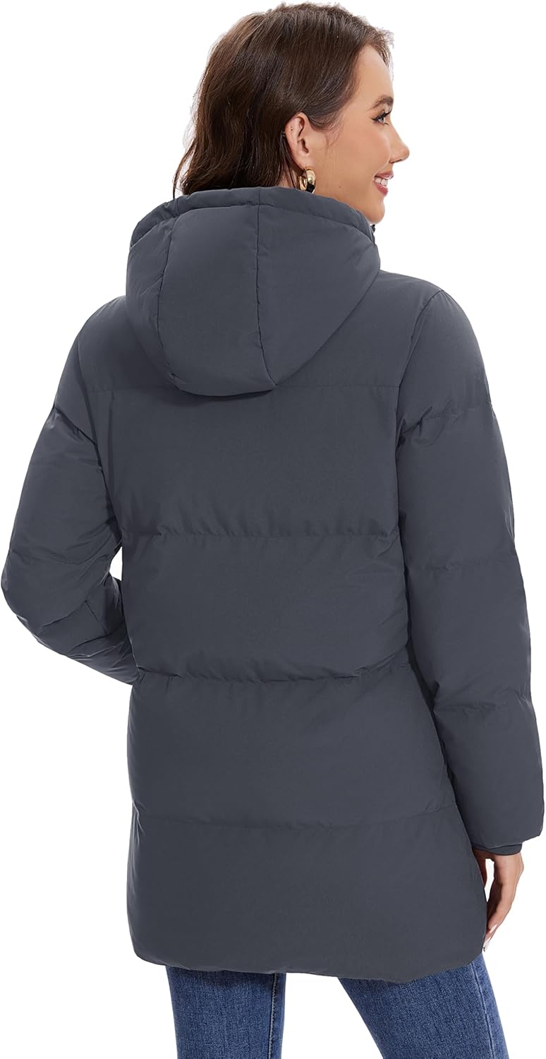 YUCOLEN Women's Down Jacket with Hood Parka Winter Coats Puffer Warm Jackets Waterproof Long Fashion Outwear - Image 2