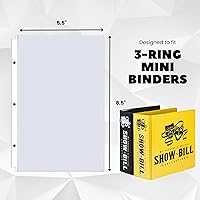 Vista 3 de Heavyweight Sheet Protectors 5.5 x 8.5, 100 Pack Clear Mini Page Protectors, Top Load, Reinforced Holes, Acid-Free for 3-Ring Binders - Office Werks