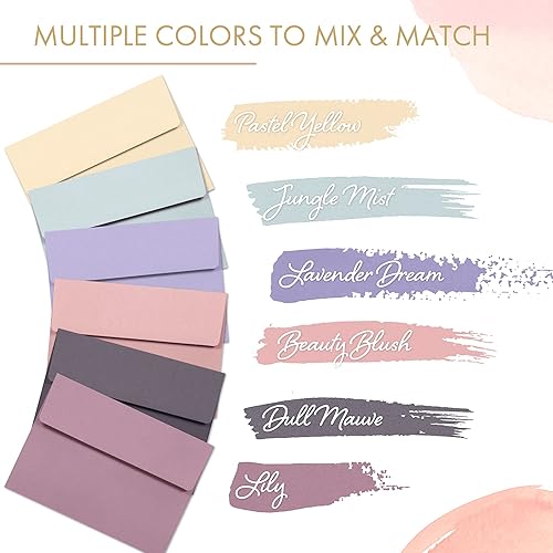Miniatura 3 de Sobres de 5 x 7 para invitaciones, paquete de 120 sobres A7 para tarjetas de 5 x 7, sobres de invitación de colores, 6 colores pastel apagados, 5 14