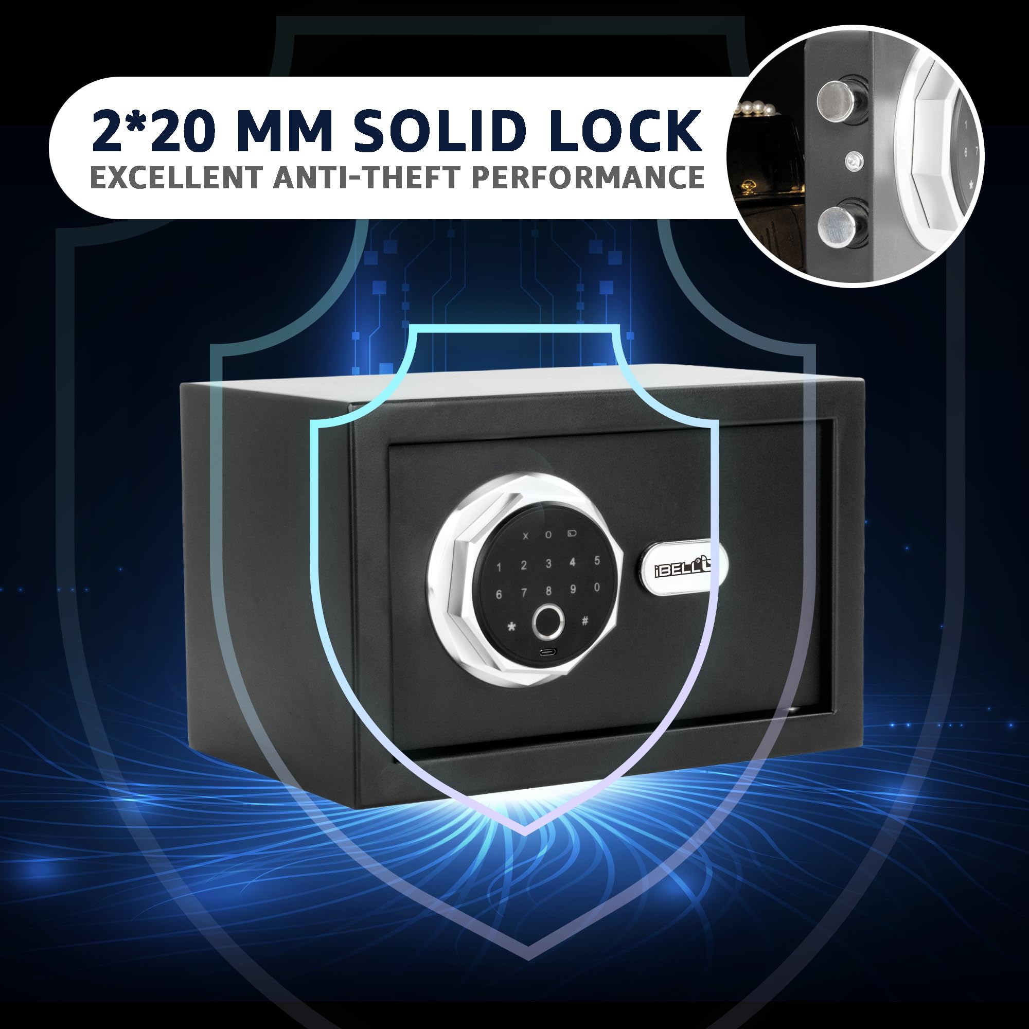 iBELL IBL SL-20F Digital Fingerprint Safe Locker for Personal and Office Use | 20L Biometric Electronic Safe Locker with Interior Light and Emergency Key Access- 12 months warranty(Net-8.5L) 2
