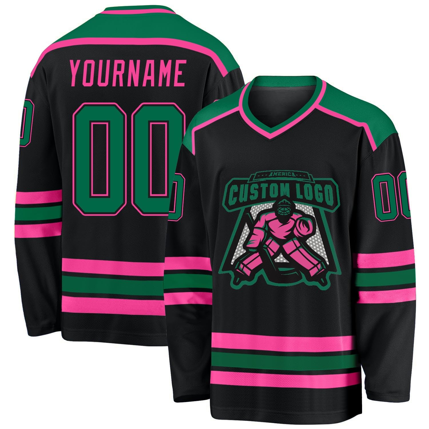 Custom Name Number White Black-Orange Hockey Jersey, Personalized Team V-Neck Sports Hockey Jersey for Men Women Youth