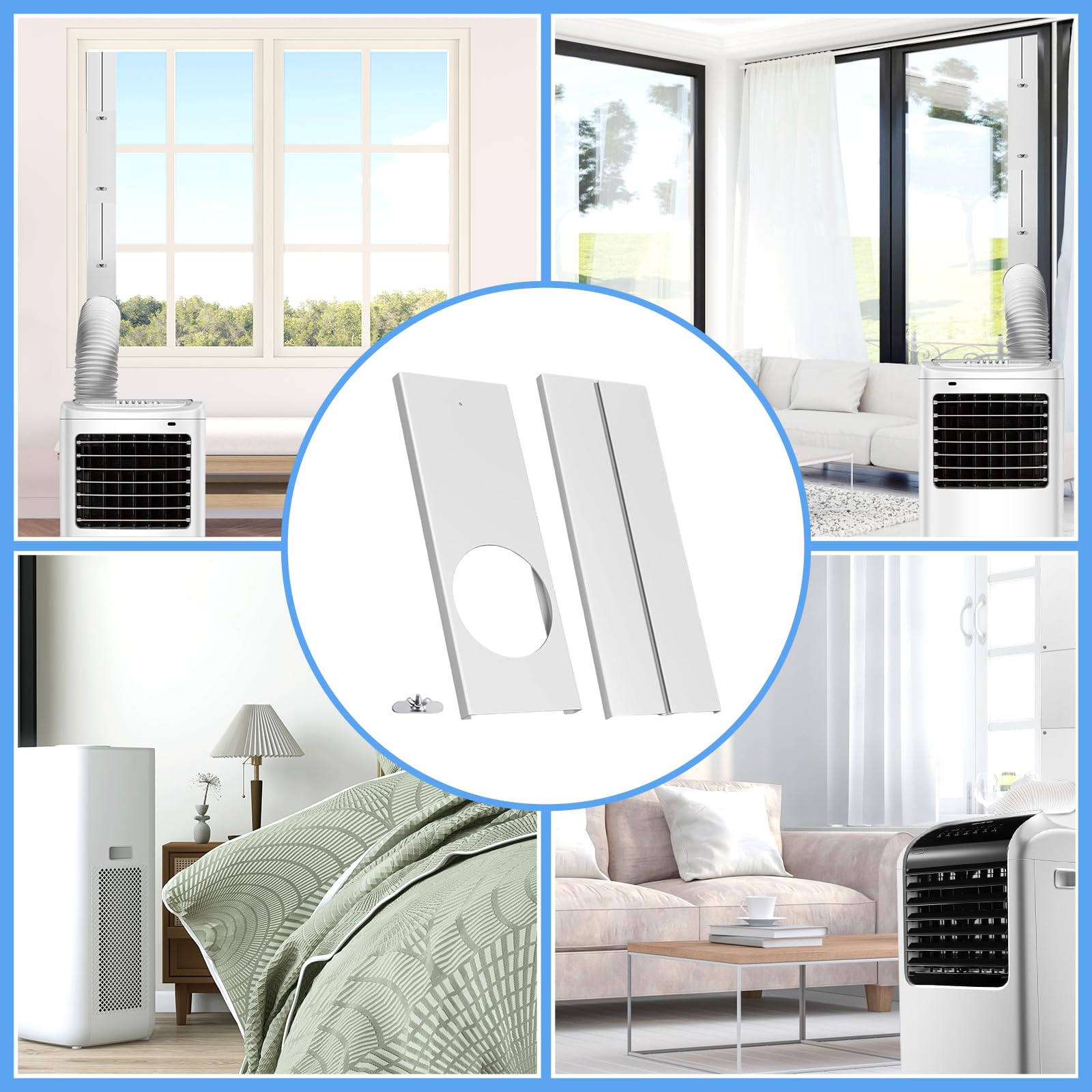 Gralara Kit de Ventilation pour Climatiseur Portable, Kit Calfeutrage Climatiseur, Panneaux d'Étanchéité Ajustable de Fenêtre, Adaptateur Universel de Remplacement Pratiques en PVC Maison Bureau