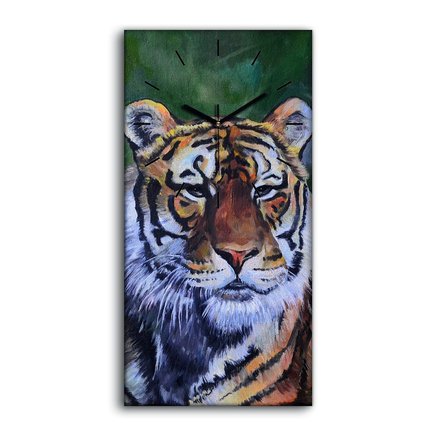 Horloge sur toile tigre déco salon moderne tableau mural muet
