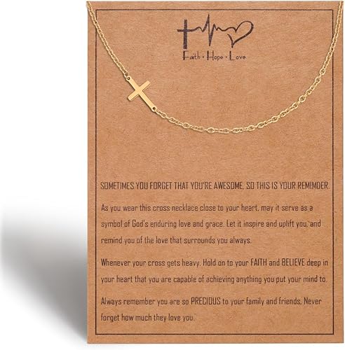Delicado collar de cruz dorada para mujer, regalo de cruz para nieta, hija, mamá, abuela, sobrina, mejores amigas, hermana, gargantilla pequeña con