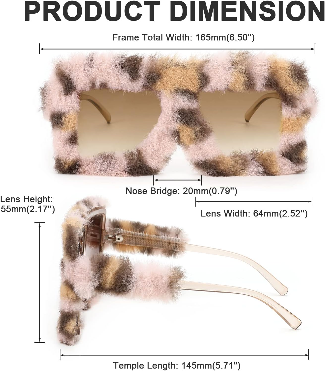 Karsaer Vision Plush Fuzzy Flat Top Fashion Square Large Shades Punk Soft Velvet Shade Party Eyewear… - Image 5