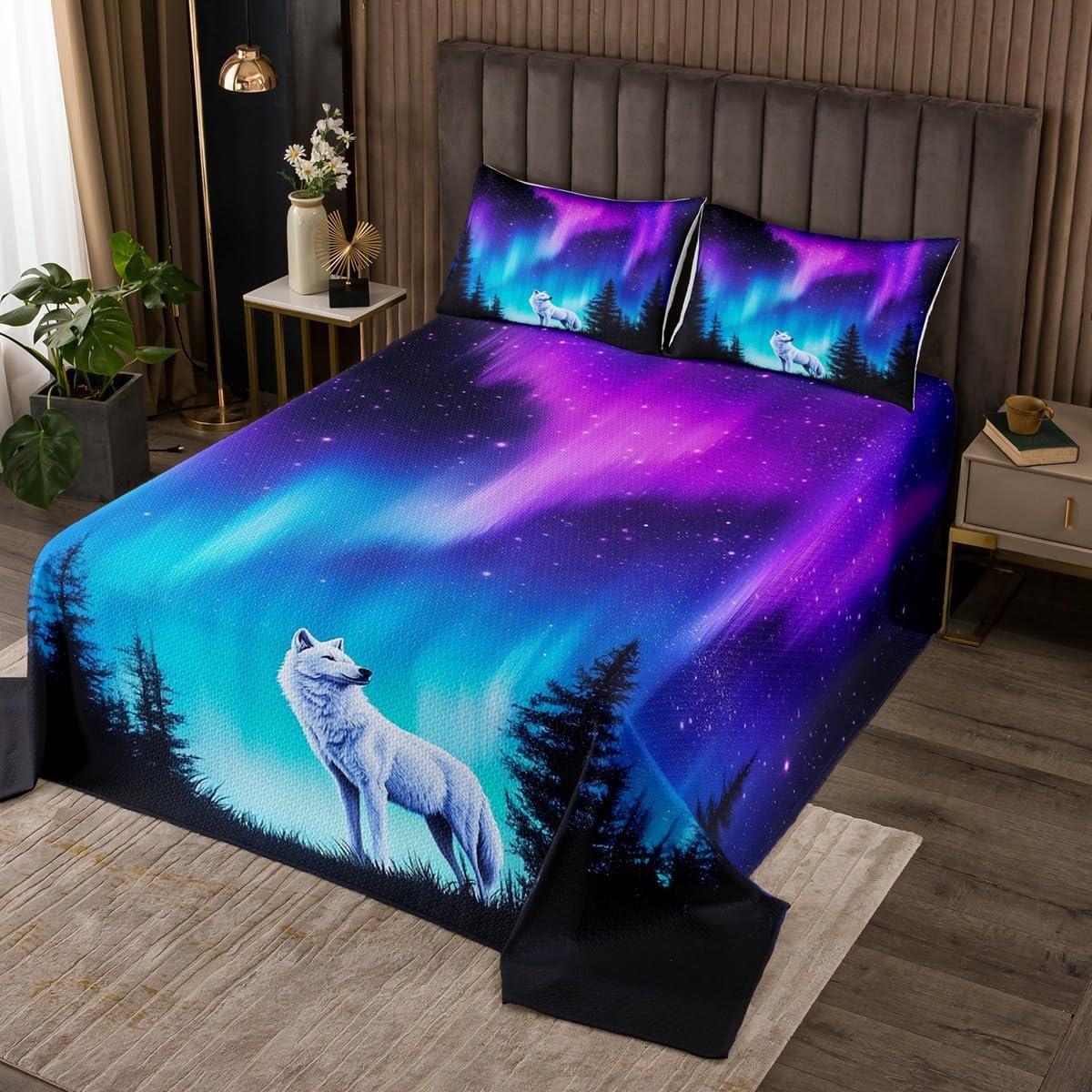 Gamepad Bedspread Twin Size,Neon Purple Lightning Honeycomb Hexagon Kids Bedding Set 2Pcs,Video Games Comforter Set for Boys Teens Room Decor,Cool Modern Gamer Coverlet Quilt,1 Pillowcase