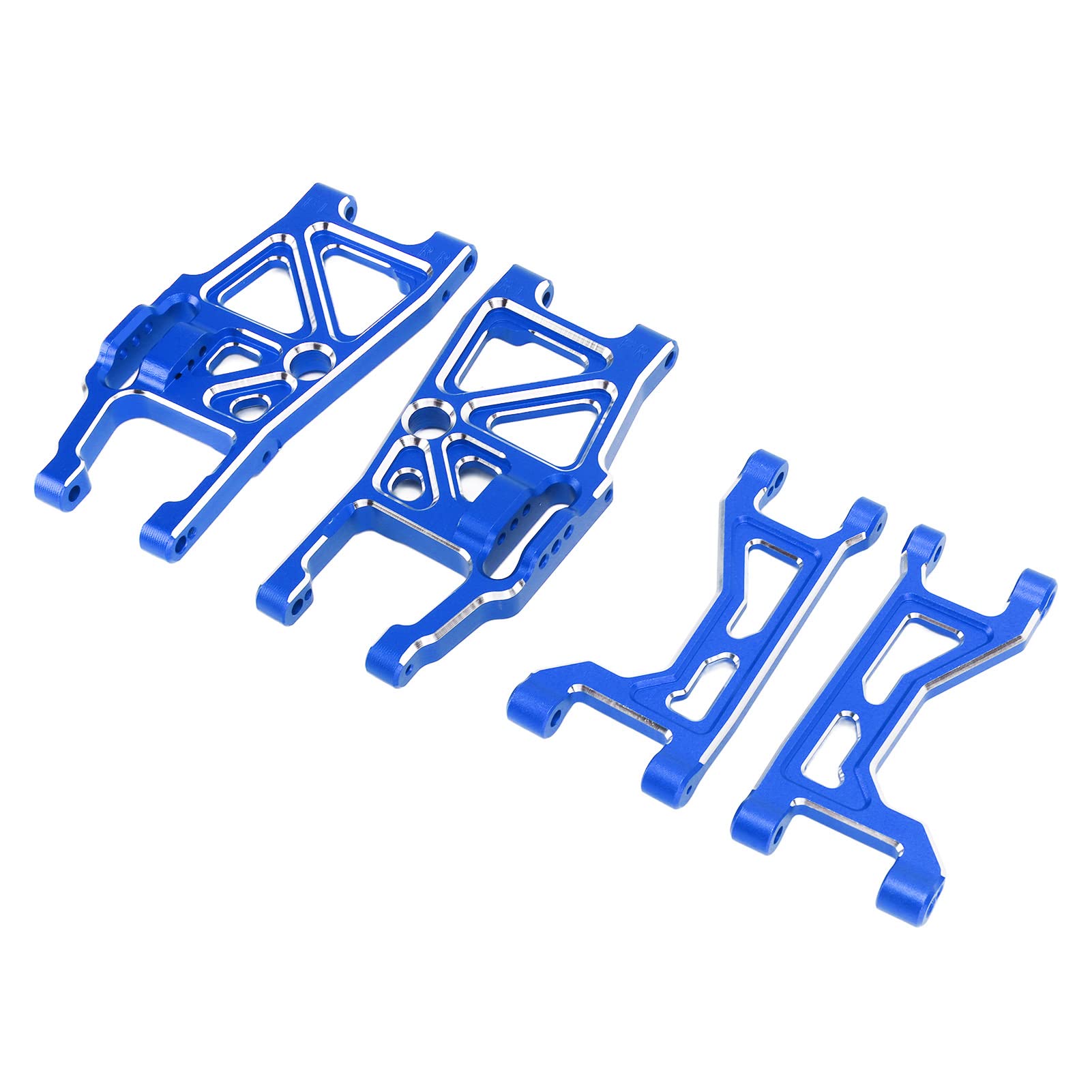 Bardzo wytrzymałe, trwałe, odporne na zużycie części do samochodów Traxxas 1/10 MAXX 2.0 RC ze stopu aluminium przód tył u góry dolne ramiona do zawieszenia 4-częściowy zestaw (ciemnoniebieski)