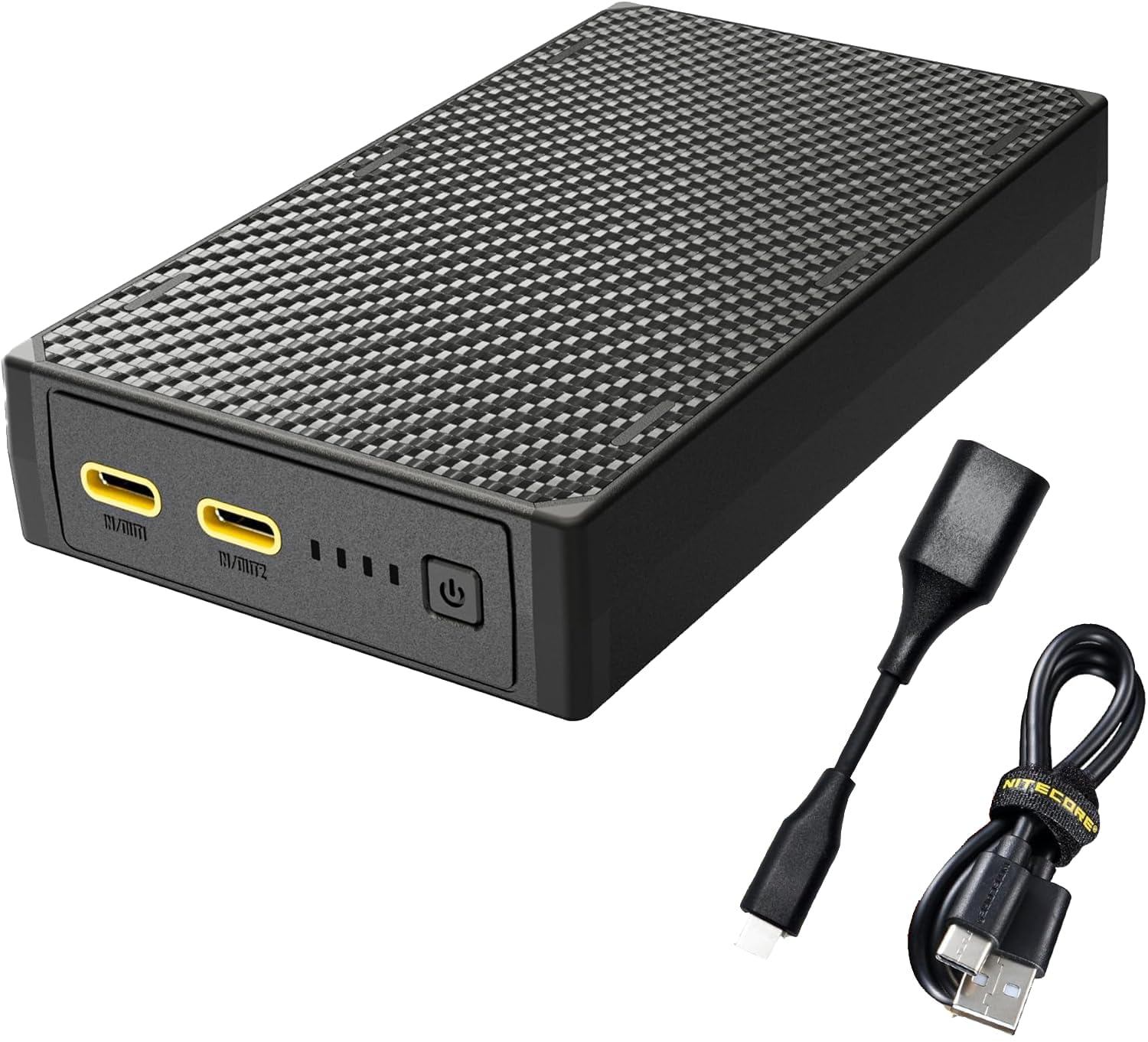 Powerbank NB20000 Gen3 - Power Bank with 20000 mAh and Ultralight Carbon Fibre, Portable USB-C Charger, Fast Charging Power Delivery