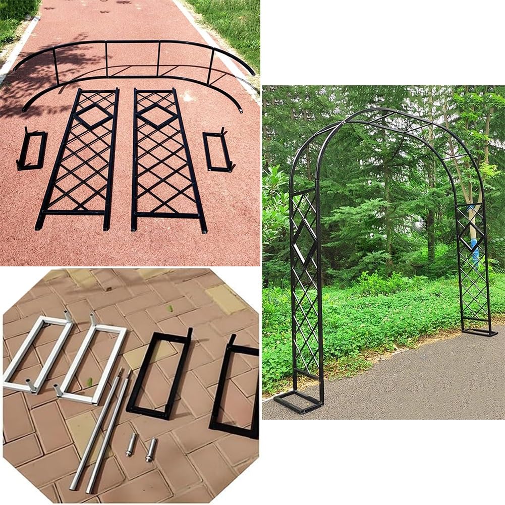 Arco nuziale in metallo per decorazioni, robusto arco nero per piante rampicanti, ideale per prato, giardino, decorazione per feste (W180 x H230 cm)