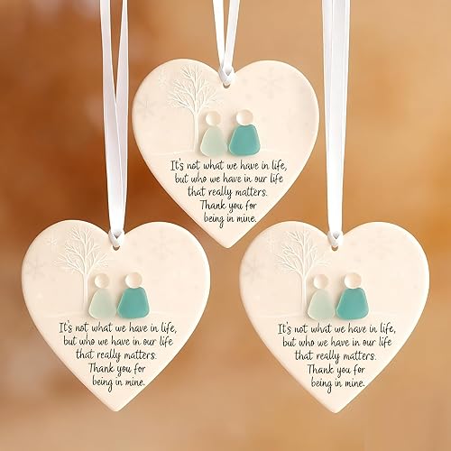 Miniatura 8 de 3-Piece Sea Glass Friendship Ornaments Acrylic Heart Board with 3D Sea Glass Design, for Women, Christmas Ornaments, Birthday & Memorial Gifts