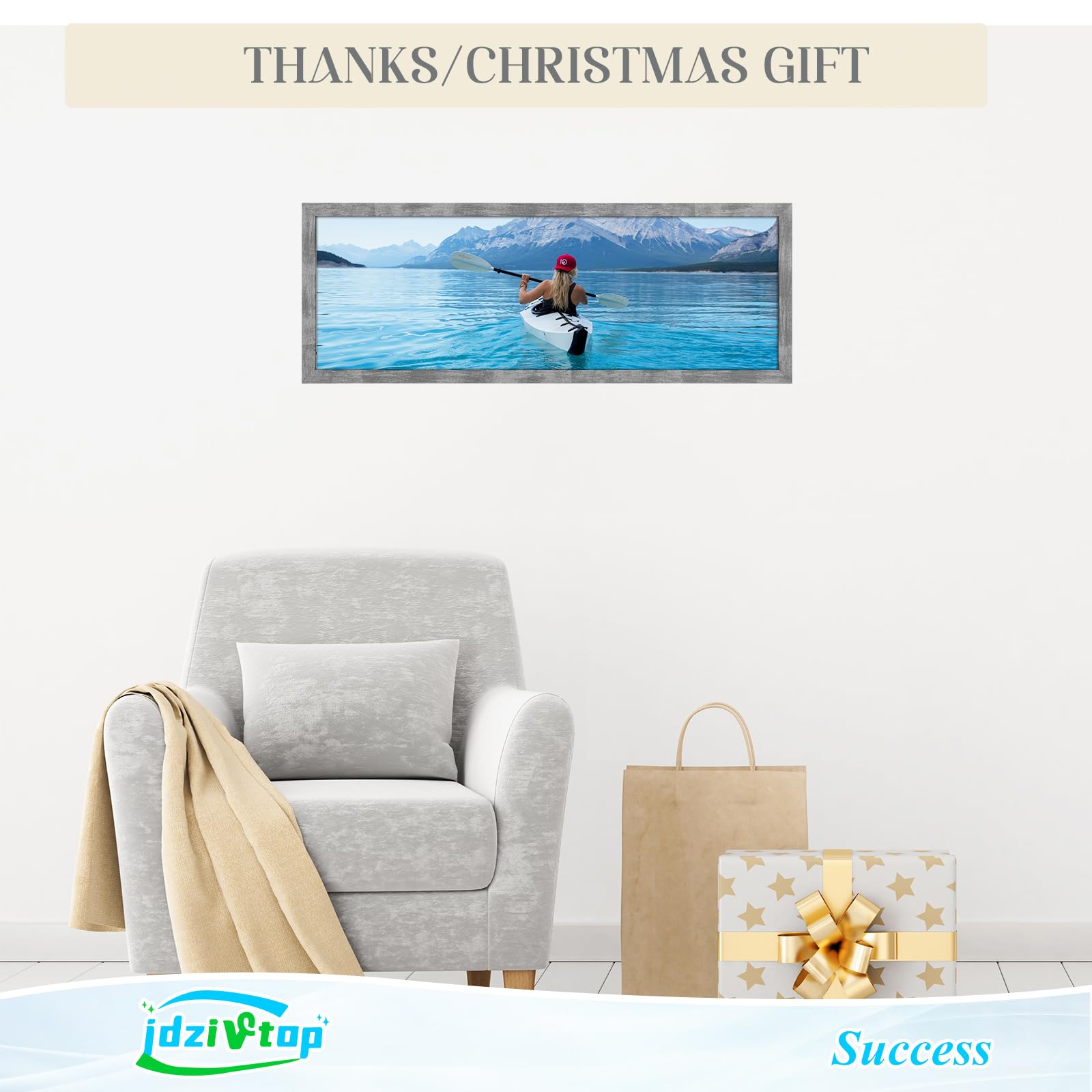 Condition photo showing New/Like New for 12x36 Frame Distressed Gray, Rustic 36x12 Picture Frame Grey, Art Pic Poster Frame, 12 by 36 Gallery Family Concert Portrait Photo Frame Anniversary/Birthday/Wedding/Thank you/Christmas Gift