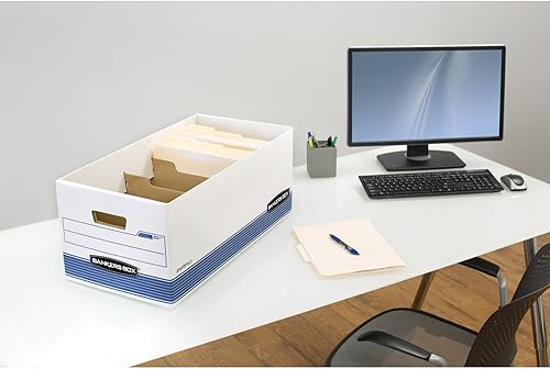 Miniatura 4 de Bankers Box R-KIVE DIVIDERBOX - Paquete de 12 cajas de almacenamiento de archivos resistentes con divisores, plegado rápido, tapa abatible, letra,